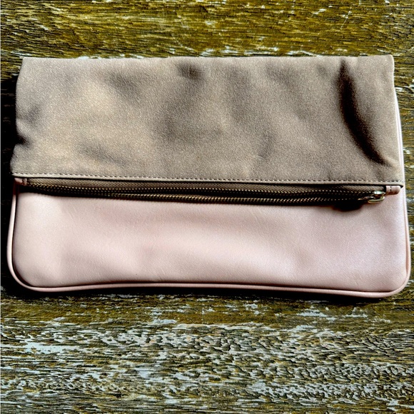 Who What Wear Tan and Pink Clutch - Picture 1 of 4
